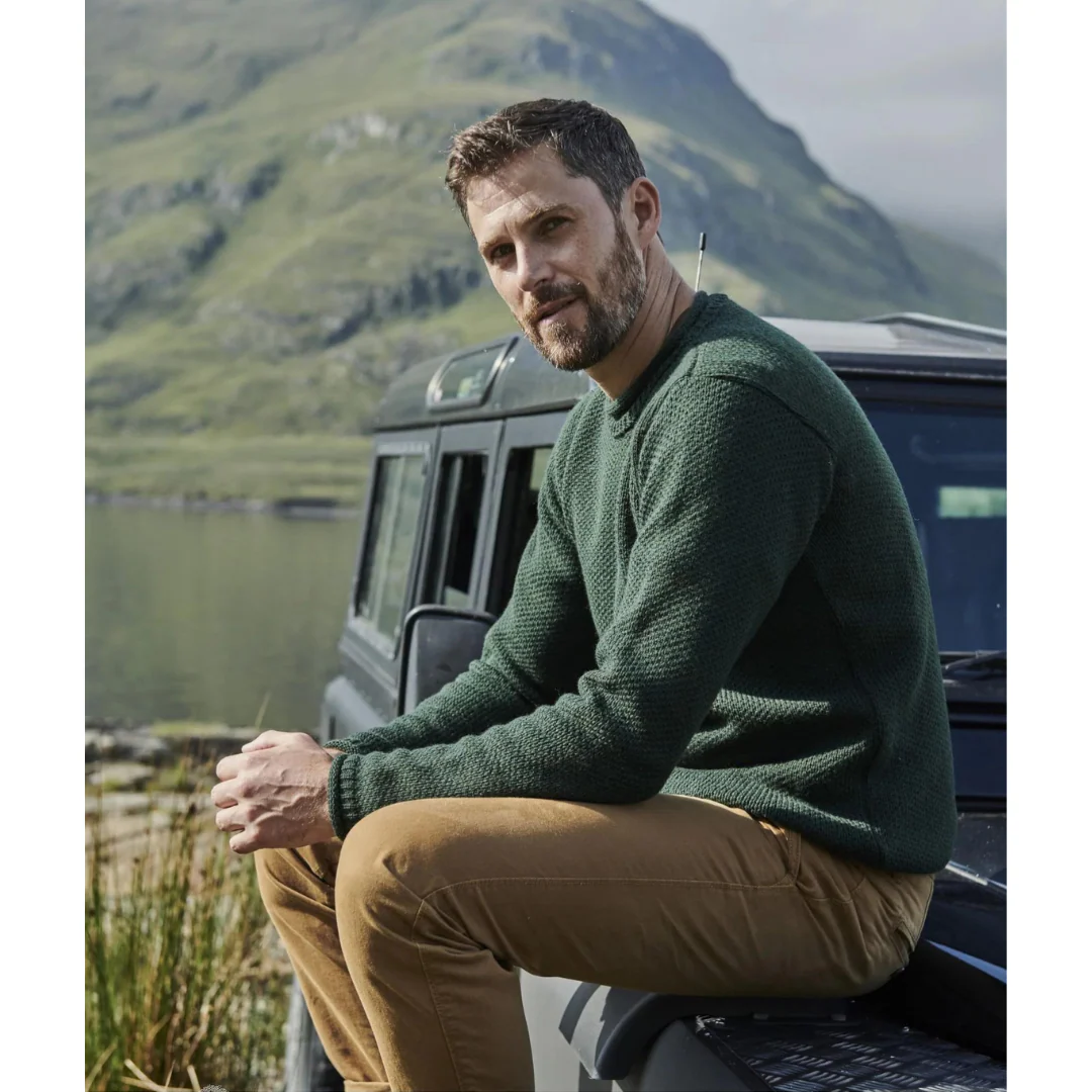 Men's Merino Wool Roll Neck Green Jumper - Image 5