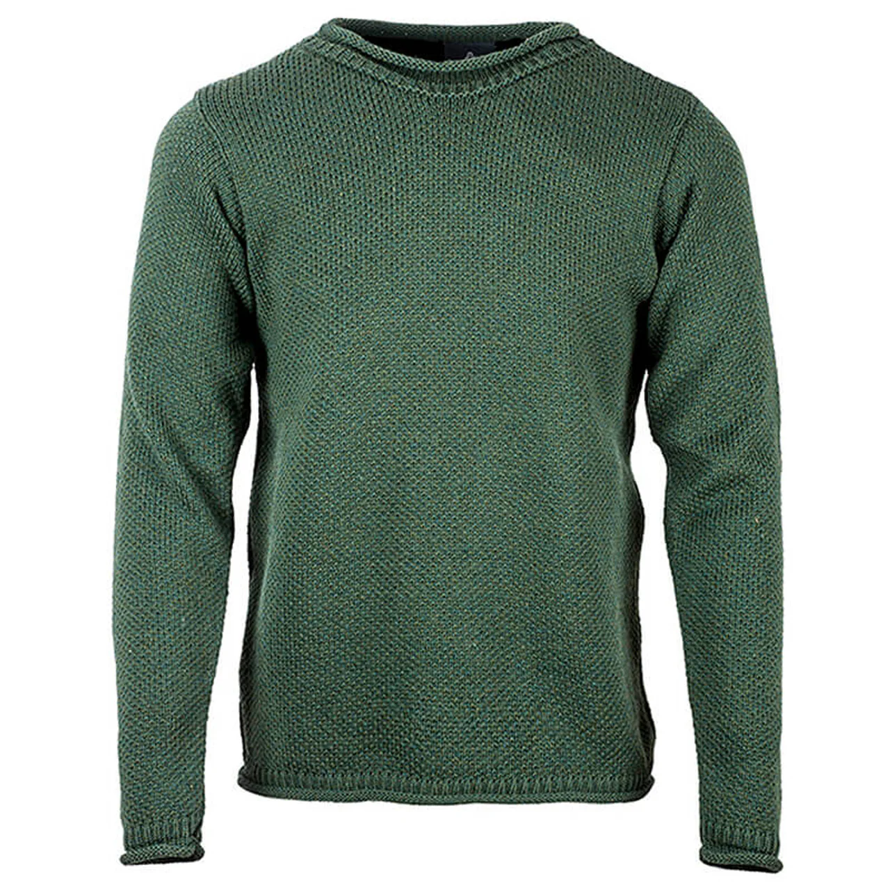 Men's Merino Wool Roll Neck Green Jumper - Image 6