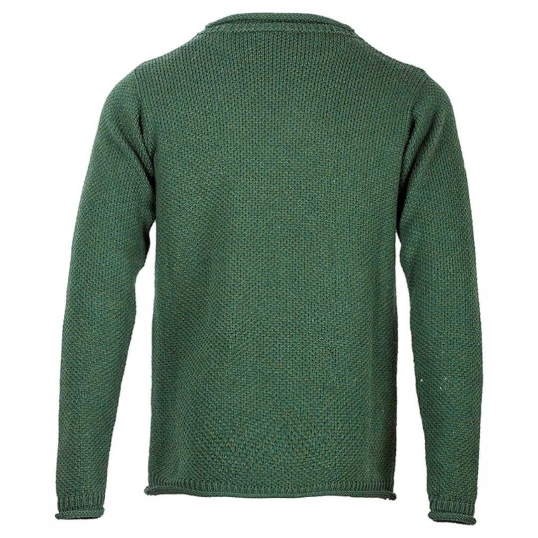 Men's Merino Wool Roll Neck Green Jumper - Image 7