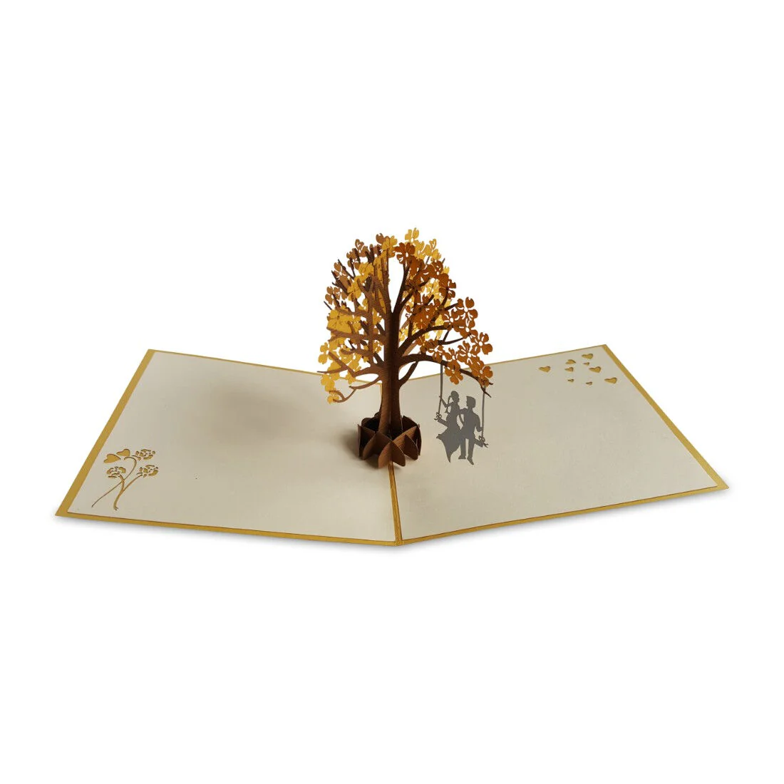 Pop-up Card With A Bride & Groom Sitting On A Tree Swing