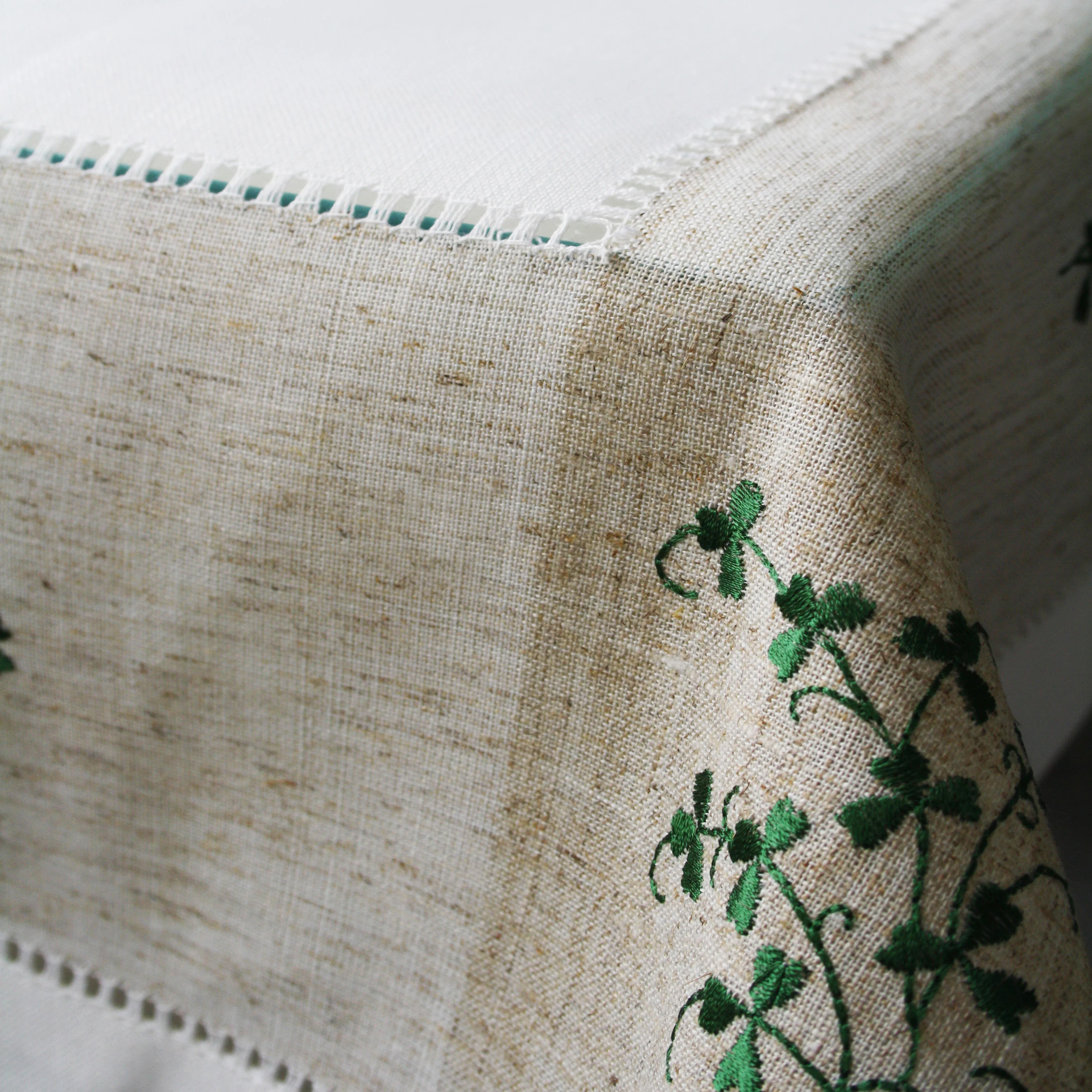 Pure Cotton Natural Tablecloth Designed With Shamrock Crochet 36β X 36β
