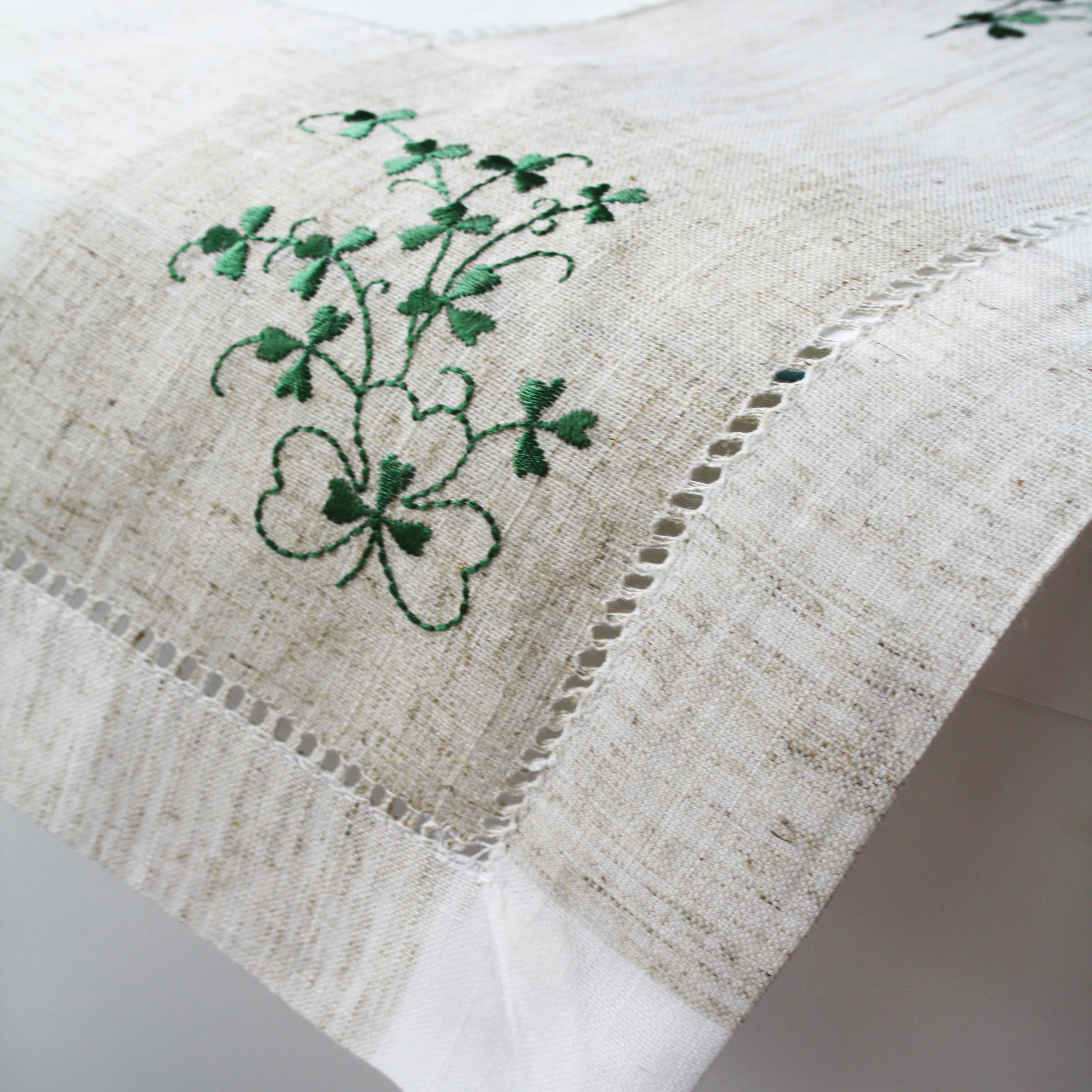 Pure Cotton Natural Tablecloth Designed With Shamrock Crochet 36β X 36β - Image 2