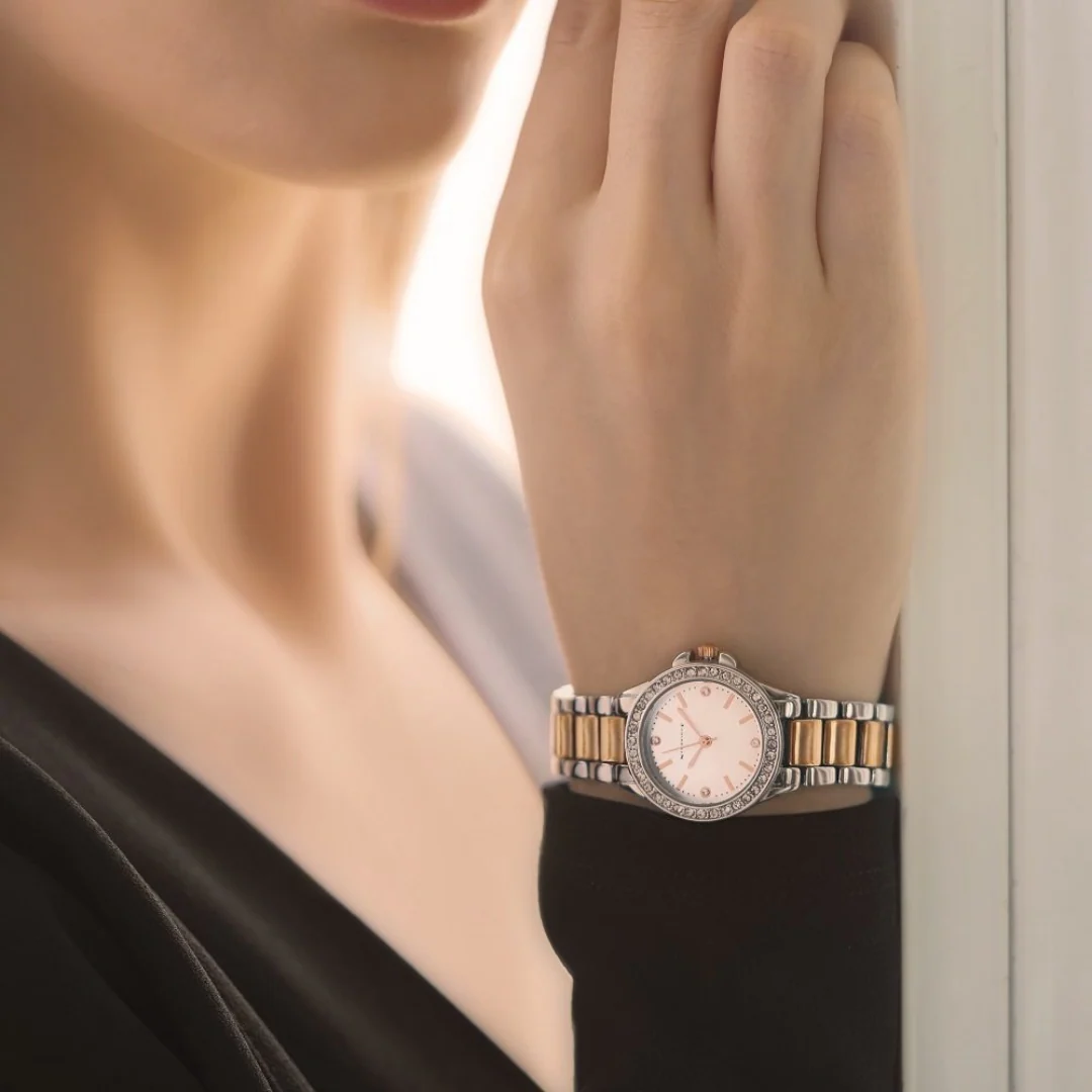 Rose Gold Silverplate Round Women's Watch - Image 2