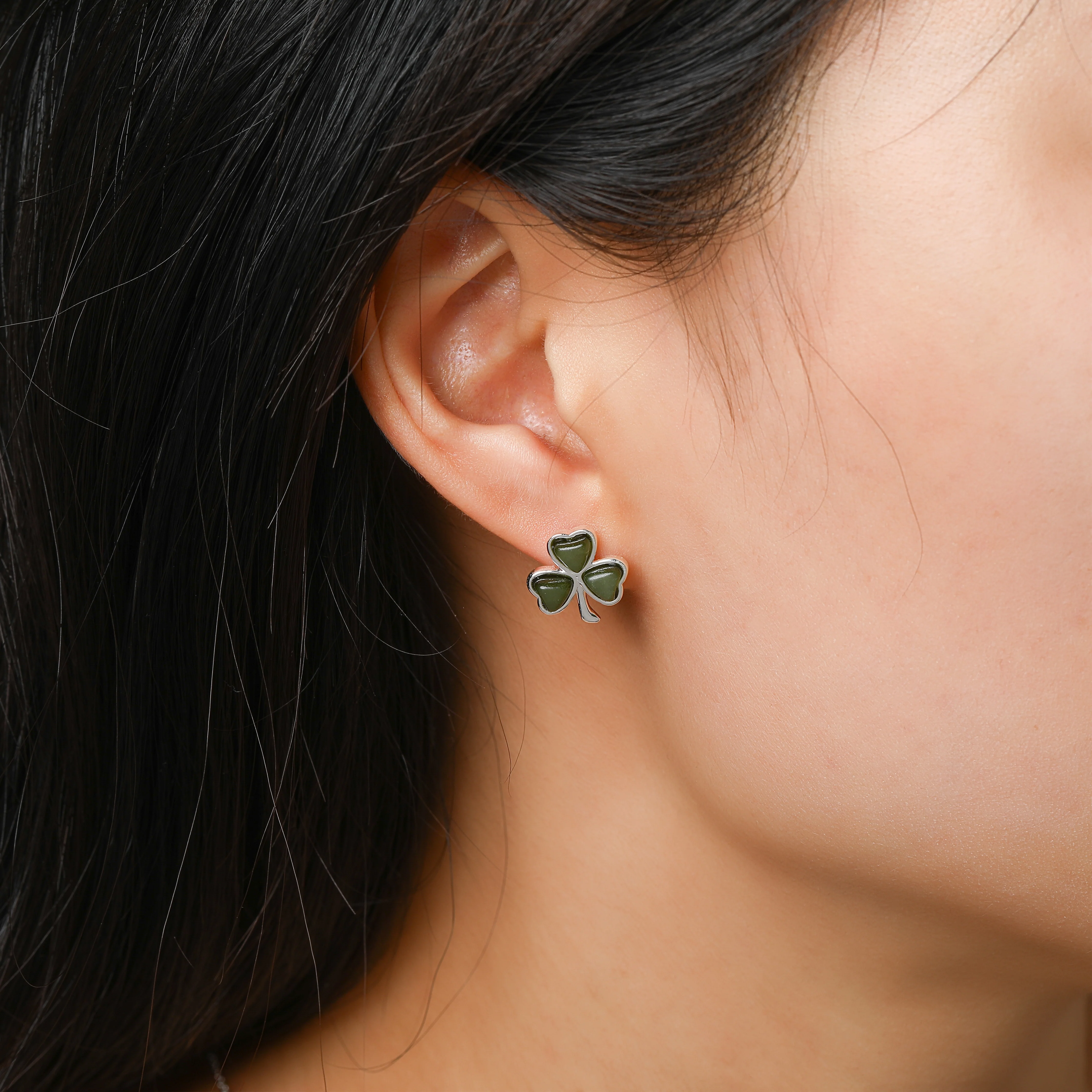 Shamrock Inlaid Marble Earrings - Image 2