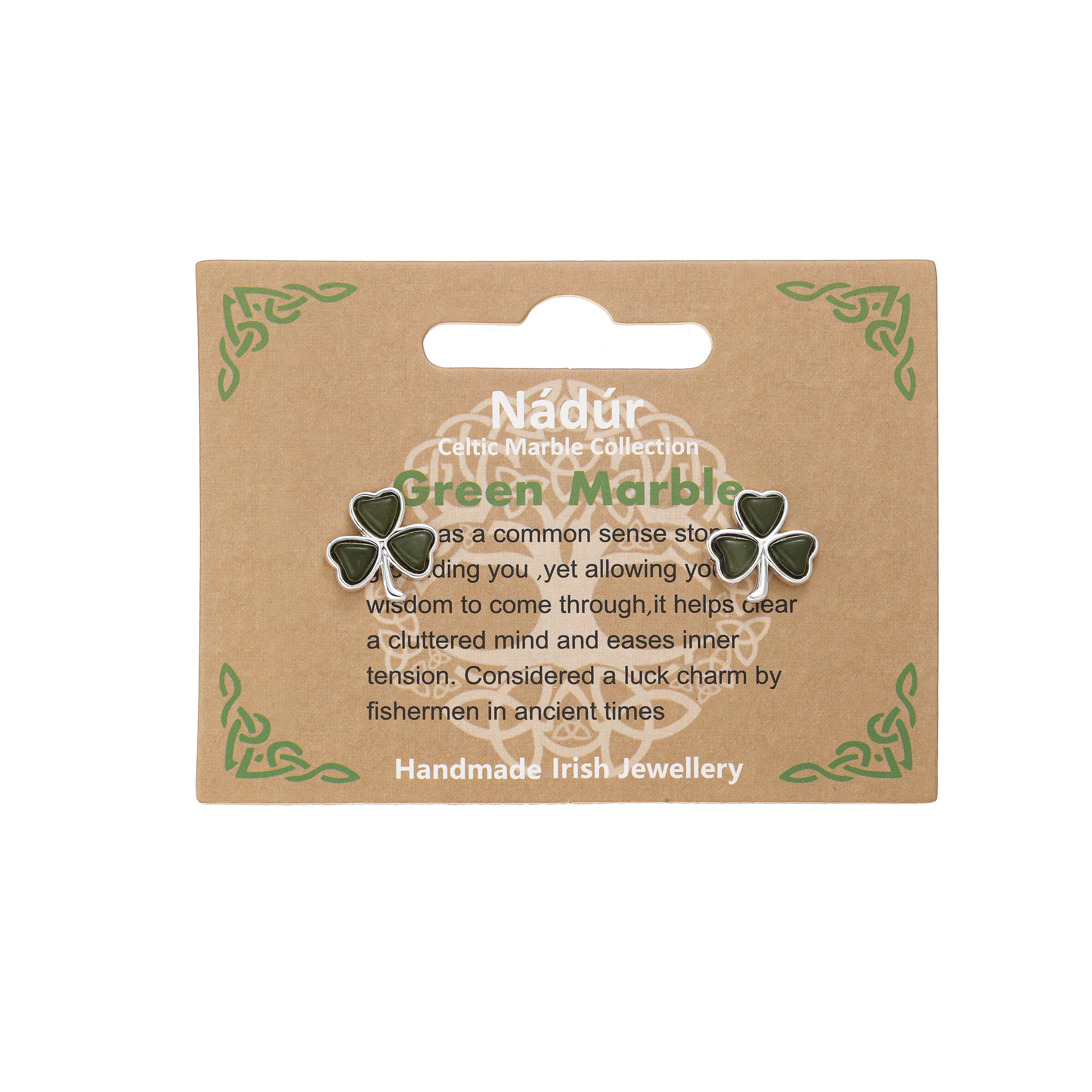 Shamrock Inlaid Marble Earrings - Image 3