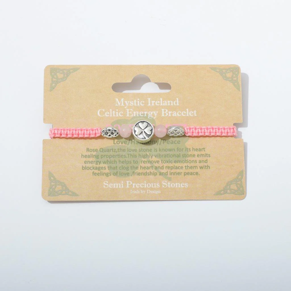 Shamrock Semi Precious Rose Quartz Bracelet - Image 2