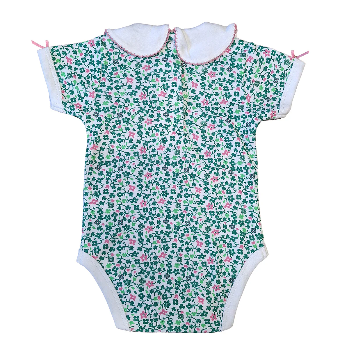 Shamrock White All Over Print Baby Vest with Collar - Image 4