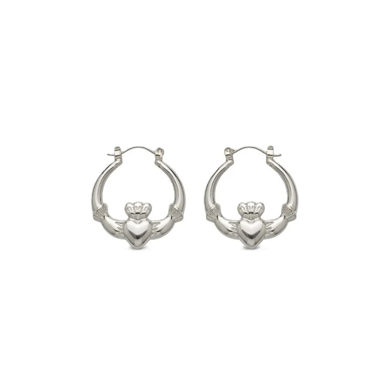 Silver Claddagh Earrings 4cm