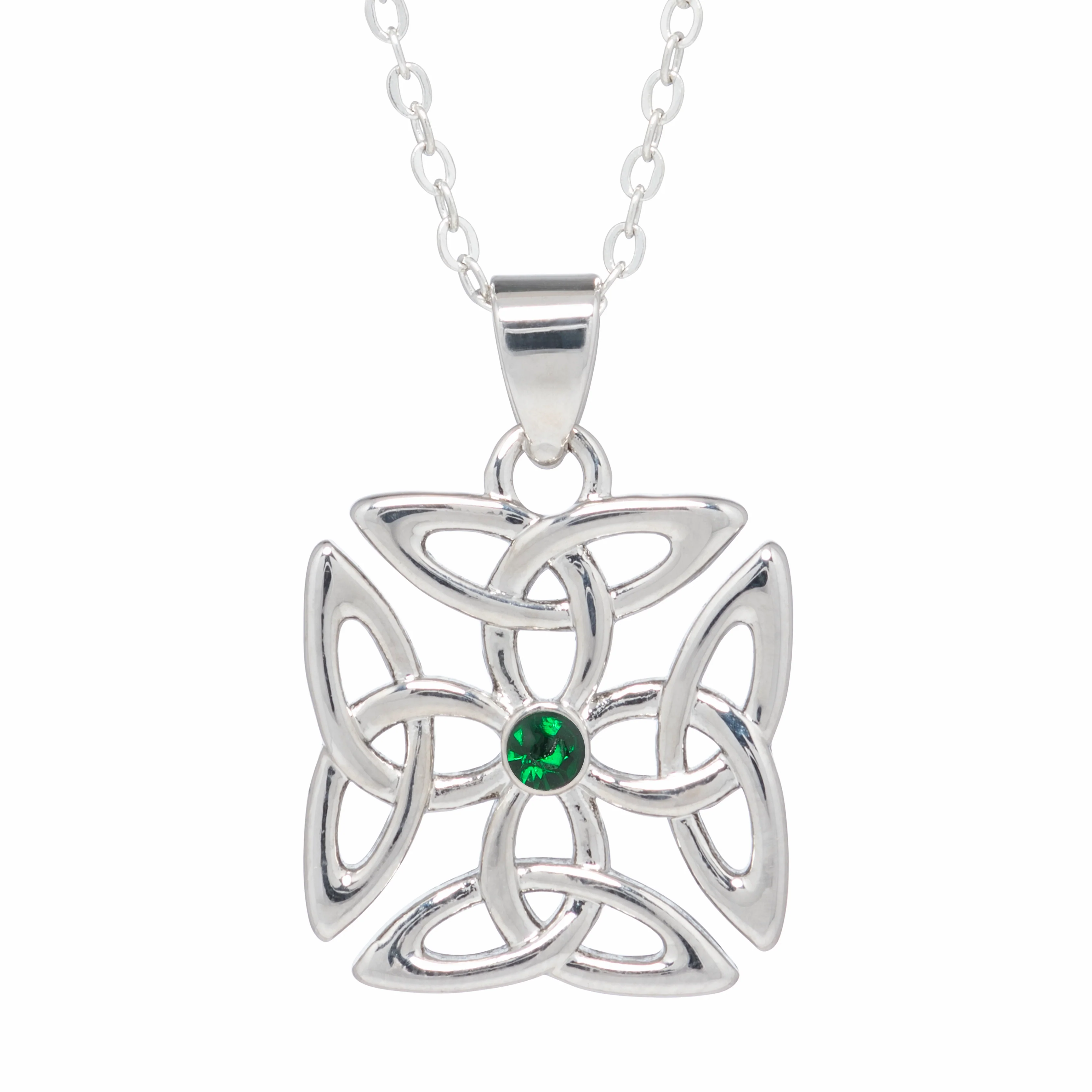 Silver Plated 4 Trinity Knot Square Necklace