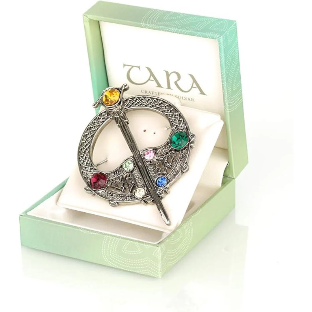 Silver Plated Full Circle Tara Brooch Withed Stones - Image 4