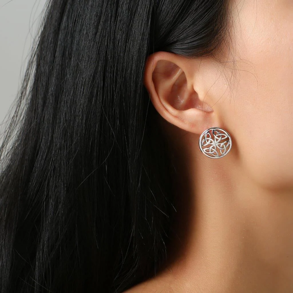 Sterling Silver 4 Trinity Circle Earrings - Image 2