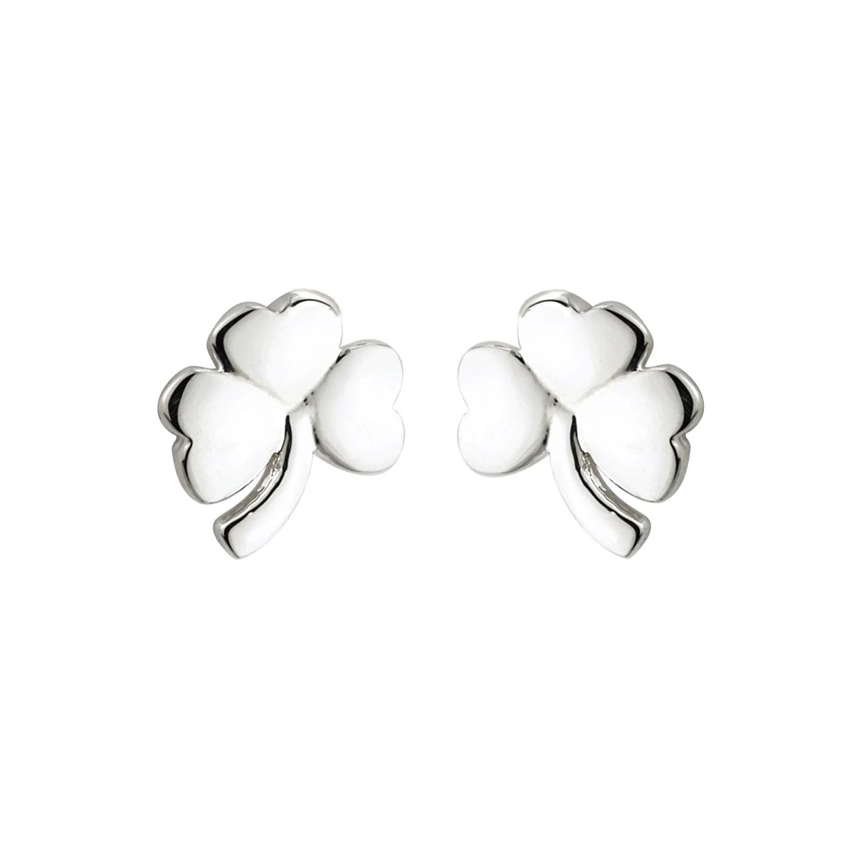 Sterling Silver Plain Shamrock Stud Earrings