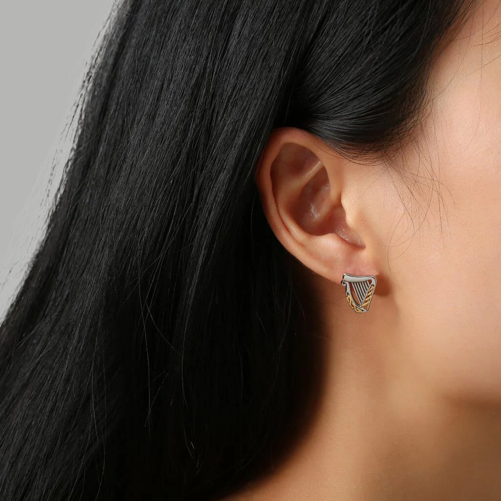 Sterling Silver & Spot Gold Harp Earrings - Image 2