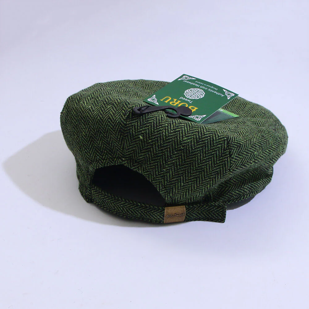 Tweed Herringbone Green Flat Cap - Image 2