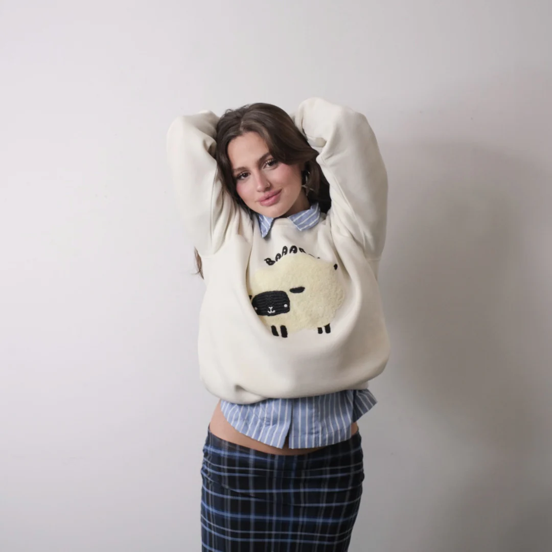 Unisex Fluffy Sheep Latte Sweatshirt - Image 4