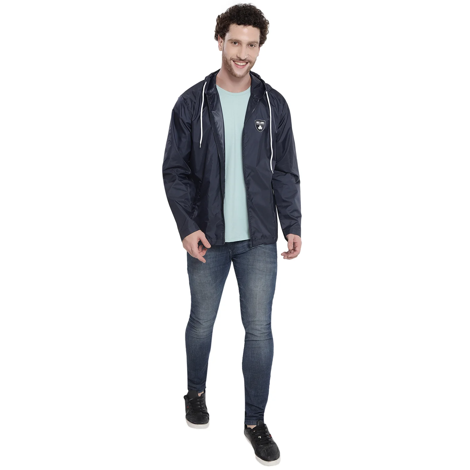 Unisex Ireland The Emerald Isle Navy Rain Jacket - Image 5