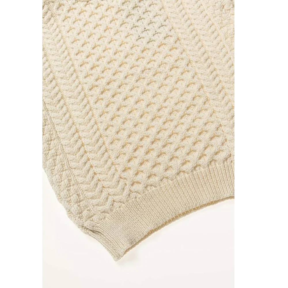 Unisex Irish Cable Knitted Soft Roll Neck Natural Jumper - Image 4