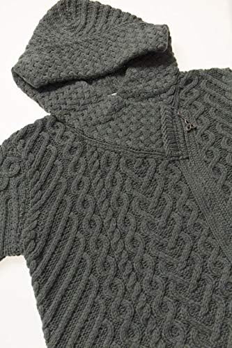 Women's Aran Knit Side Zip Grey Cardigan - Image 3