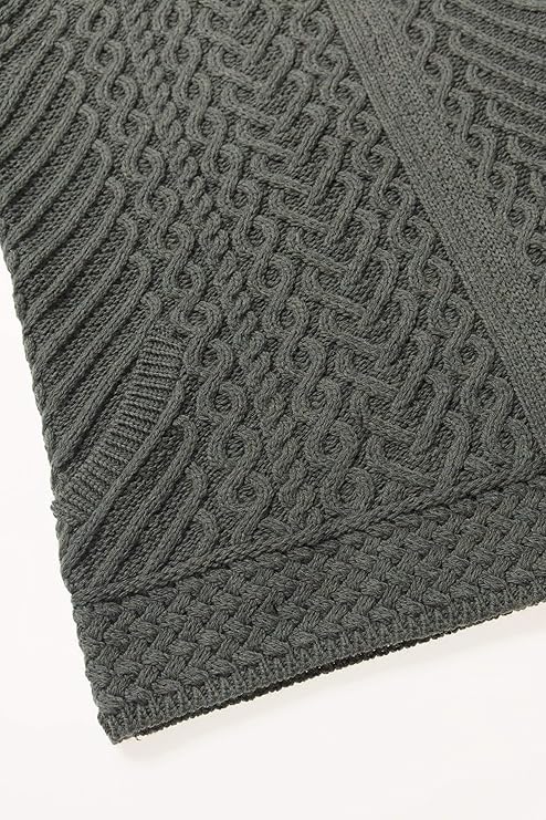 Women's Aran Knit Side Zip Grey Cardigan - Image 4