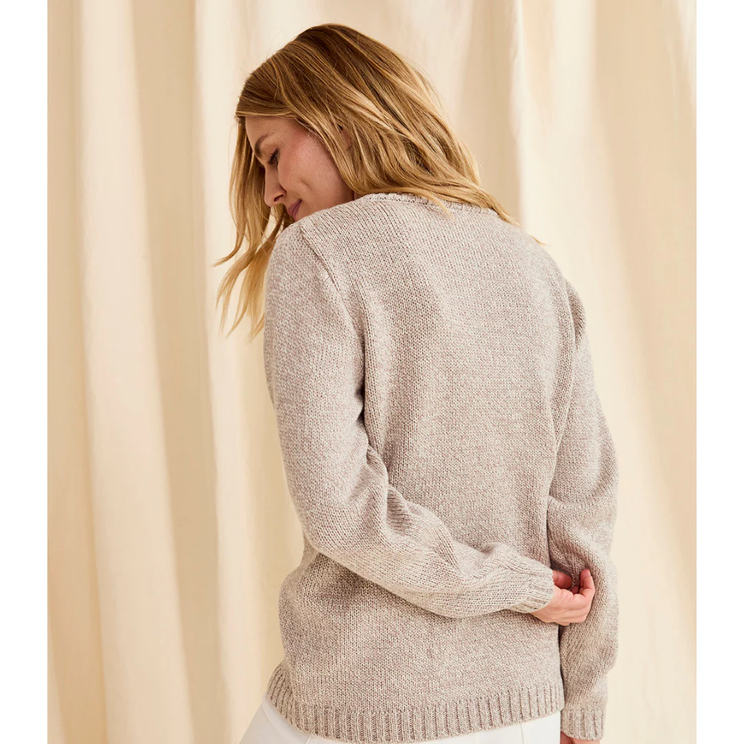 Women's Aran Supersoft Crewneck Oatmeal Jumper - Image 4