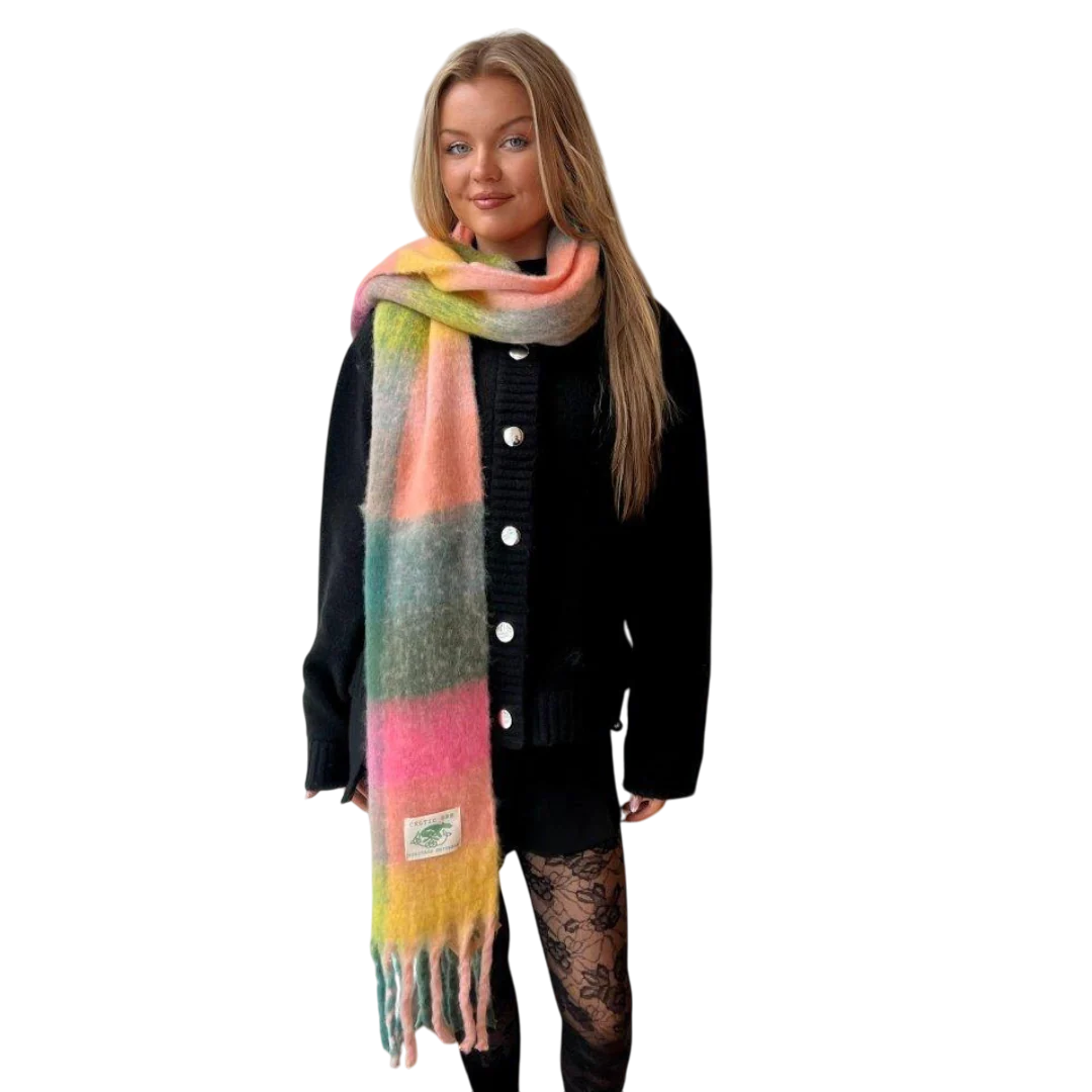 Women's Checkered Vibrant Multi-Coloured Chunky Scarf