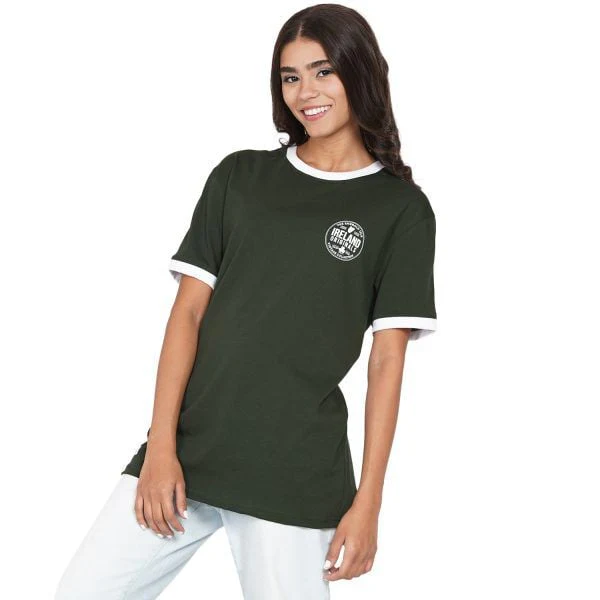 Women's Ireland Originals Stripes T Shirt Forest Green - Image 2