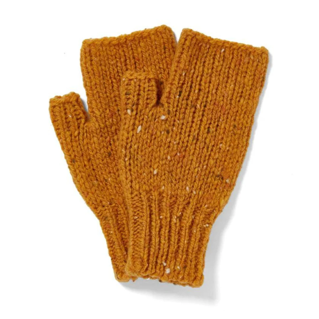 Women's Nepped Wool Yellow Fingerless Mittens - Image 2