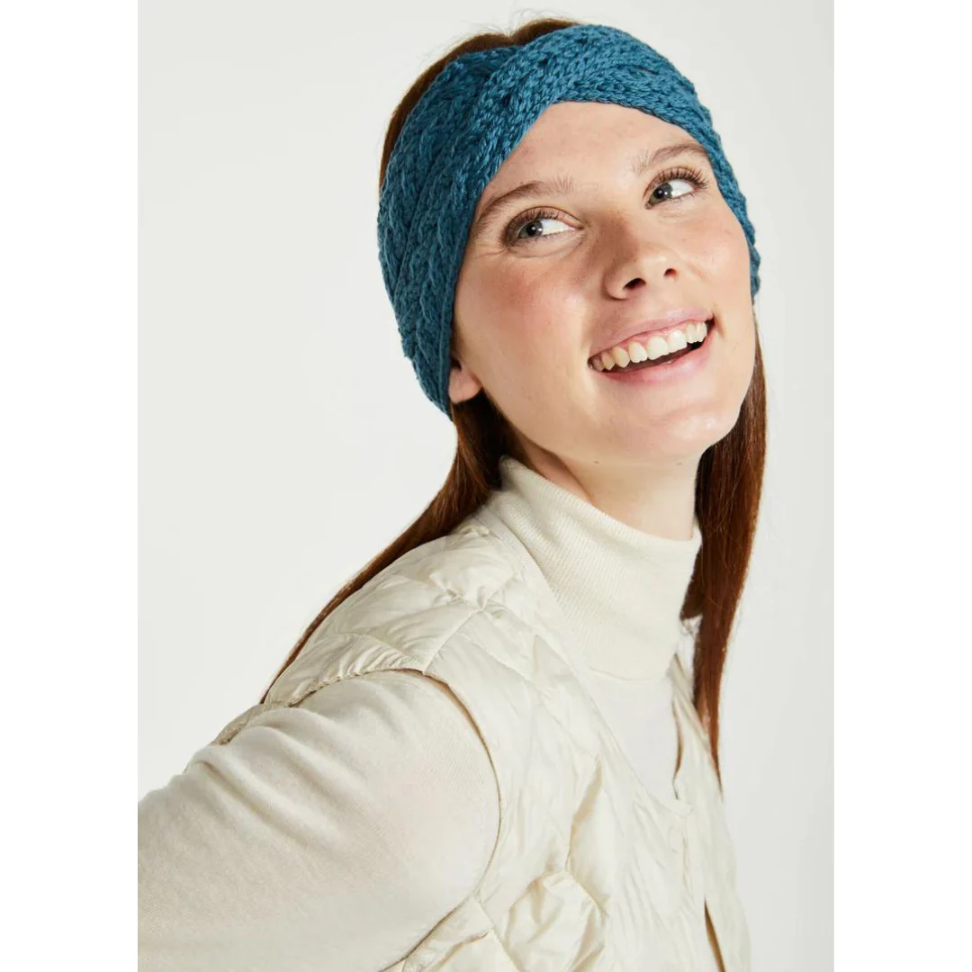 Women's Super Soft Merino Wool Teal Crossover Headband - Image 4