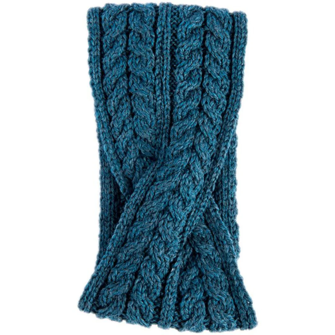 Women's Super Soft Merino Wool Teal Crossover Headband - Image 5