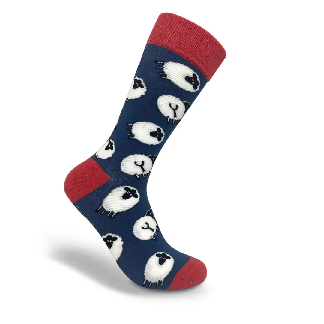 Women's Thomas Joseph Navy And Red Sheep Socks