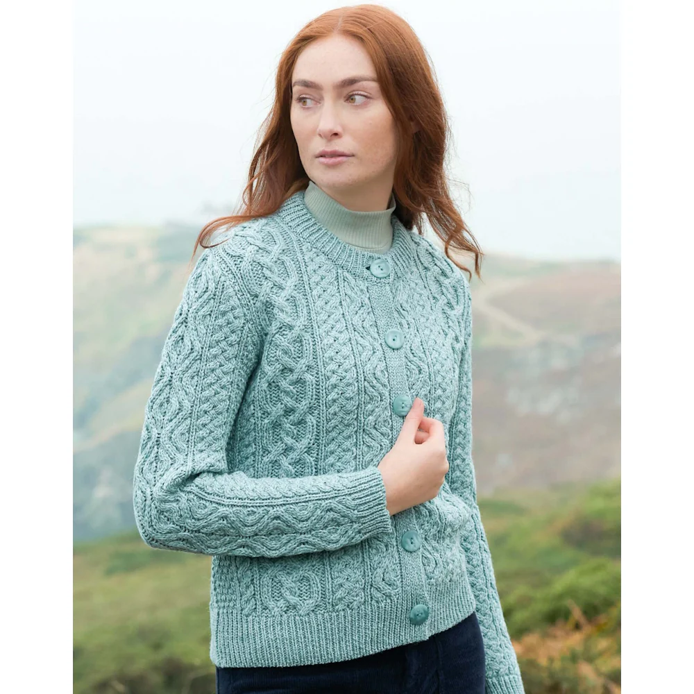 Women's Tramore Short Button Mermaid Aran Cardigan - Image 2