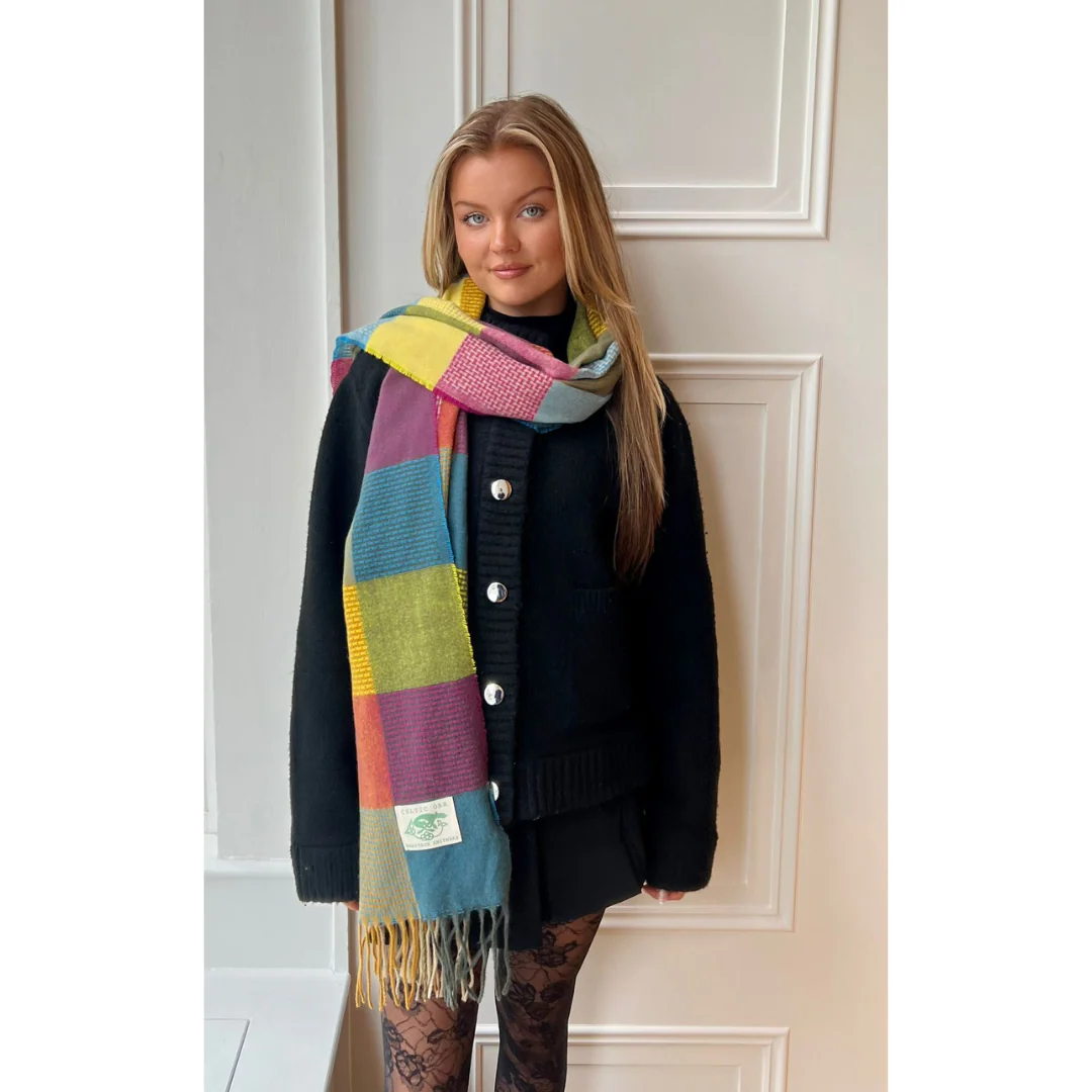 Women's Wool Blend Rainbow Patchwork Scarf
